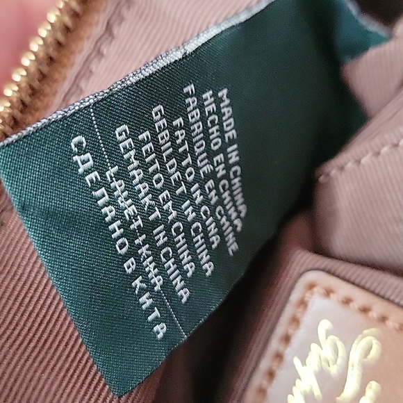 Lauren Ralph Lauren Red Brown Handbag Purse Logo Horseshoes - Picture 9 of 13